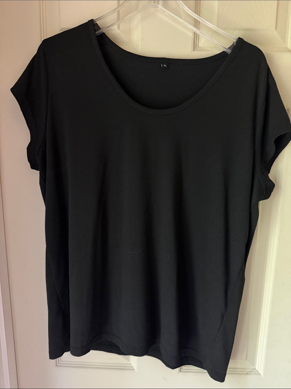 Source Unknown Black Short Sleeve Scoop Neck Top